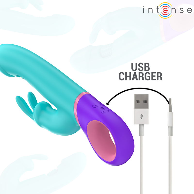 INTENSE - MONICA RABBIT VIBRATOR MIT ROTIERENDEM G-PUNKT-STIMULATOR, BLAU