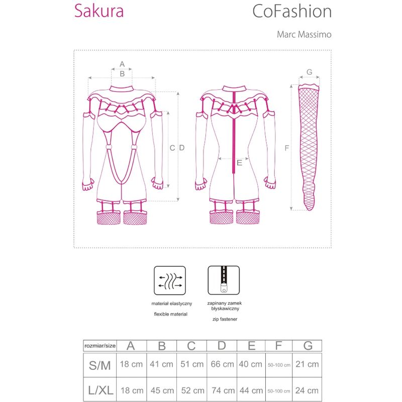 LIVCO CORSETTI FASHION – SAKURA JUMPSUIT CF 90357 + LANGE HANDSCHUHE + SCHWARZER STRUMPFHALTER S/M