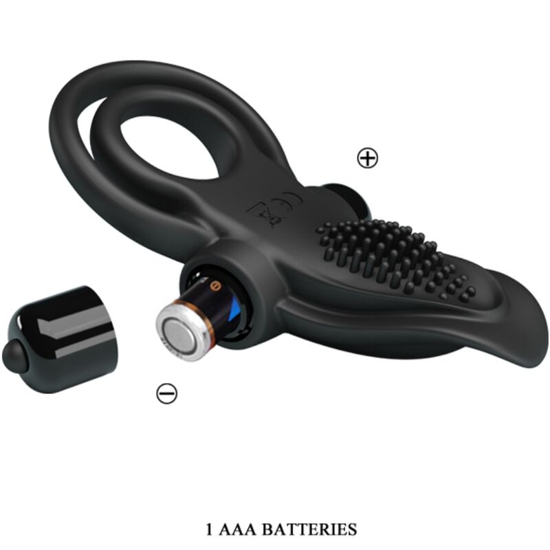 Doppelter Vibrationsring + Klitorisstimulator 10 Vibrationen schwarz