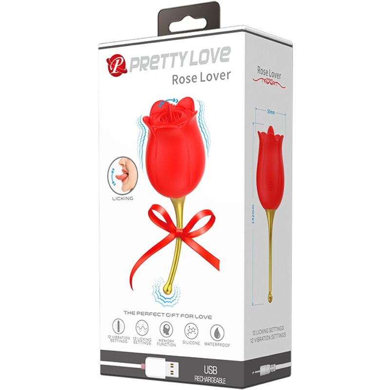 PRETTY LOVE – ROSE LOVER PINK CLITORIS STIMULATOR 12 ROTE VIBRATIONEN