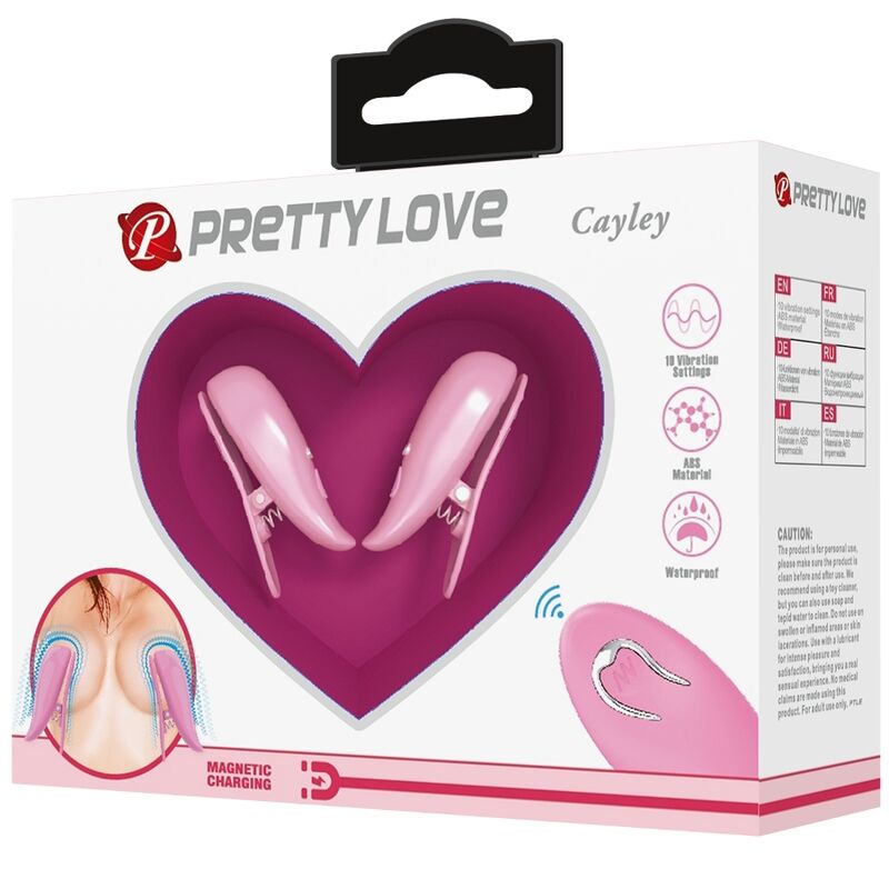 PRETTY LOVE - CAILEY Brustwarzenclips, 10 Vibrationsmodi, Fernbedienung, Rosa