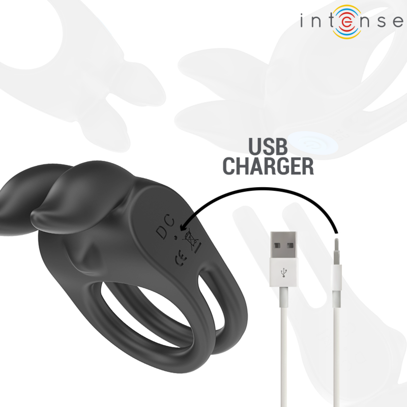 INTENSE - SAM DOPPELRING-PENISVIBRATOR 10 VIBRATIONSSTÄRKEN SCHWARZ