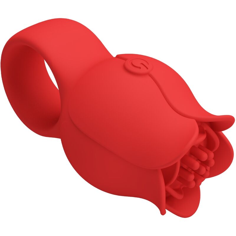 Pink Jae-förmiger Fingervibrator 10 Vibrationen Rot