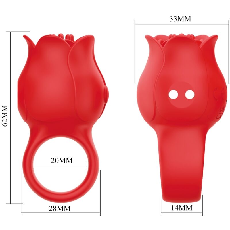 Pink Jae-förmiger Fingervibrator 10 Vibrationen Rot