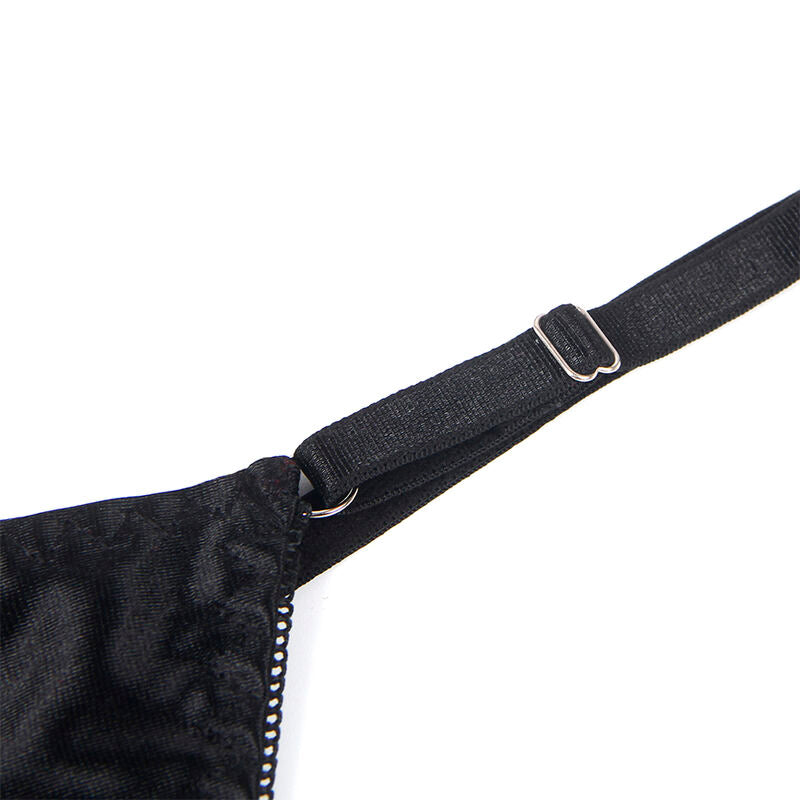 955205 verstellbares schwarzes Schleifen-BH-Set L/XL