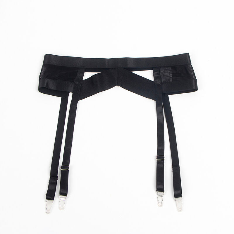 955236 schwarzes Bondage-BH-Set mit Strumpfband s/m