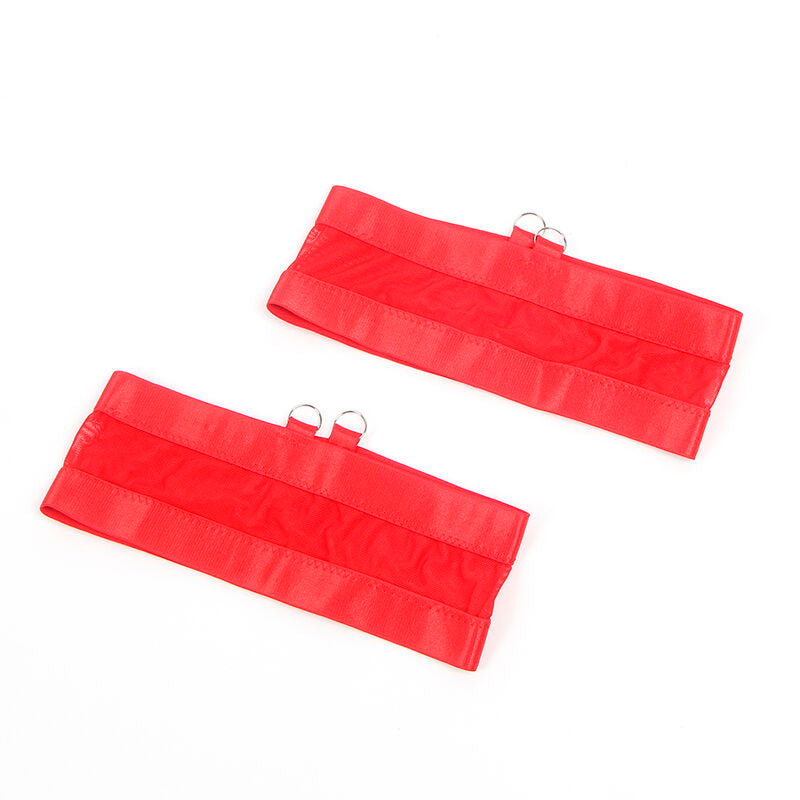 955250 rotes Bondage-BH-Set mit Strumpfbändern s/m
