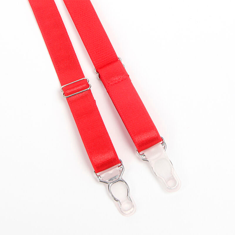 955250 rotes Bondage-BH-Set mit Strumpfbändern s/m