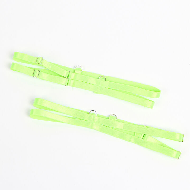 955328 BH-Set mit Spitzenlinien und Strumpfband grün und blau l/xl