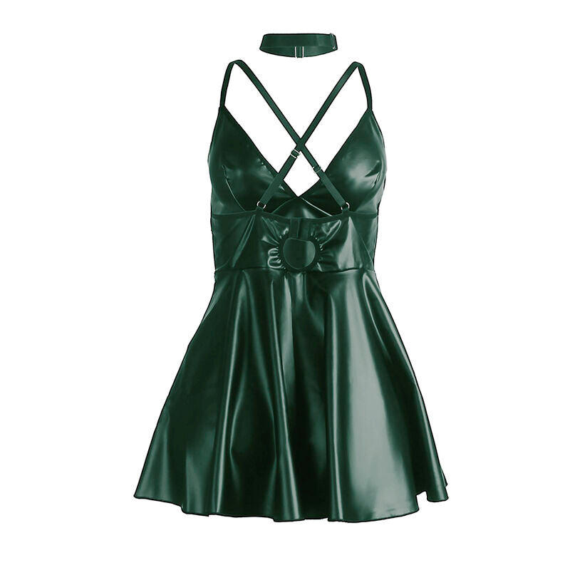 Robe Lingerie Bretelles Fines Finitions Cuir PU 4 Coloris - Subblime