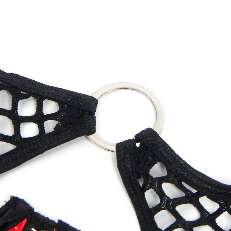 SUBBLIME - 955533 ROTES LACKLEDER-BH-SET MIT REISSVERSCHLUSS, GRÖSSE S/M