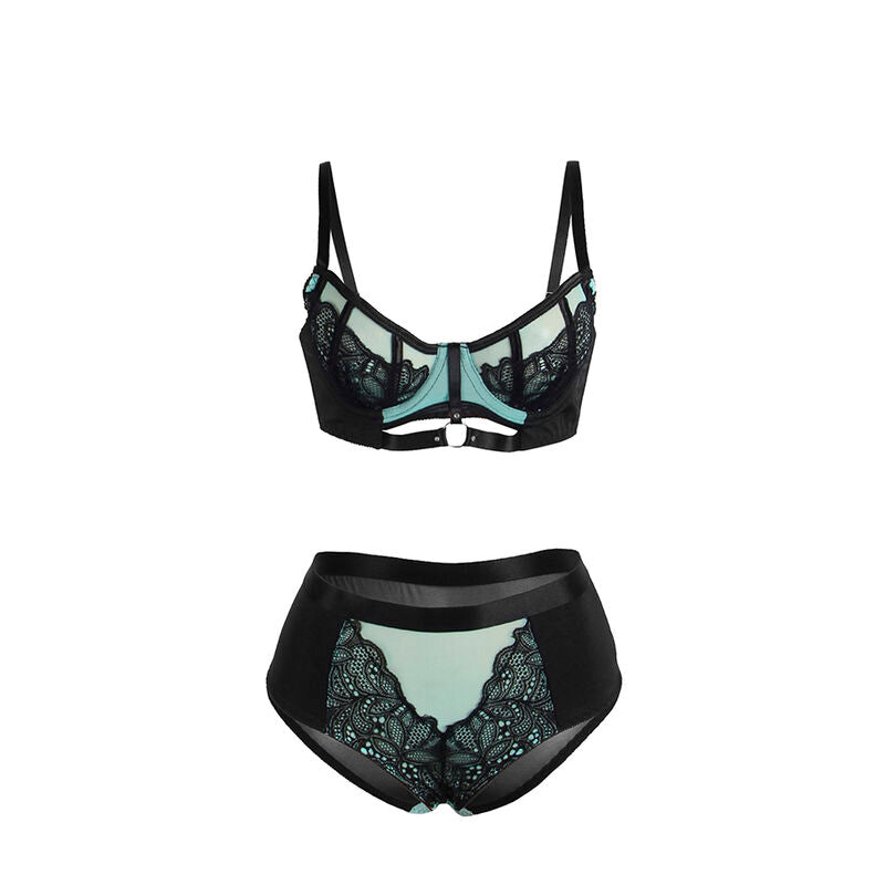 SUBBLIME - 955557 GRÜNES LACKLEDER-REISSVERSCHLUSS-BH-SET S/M