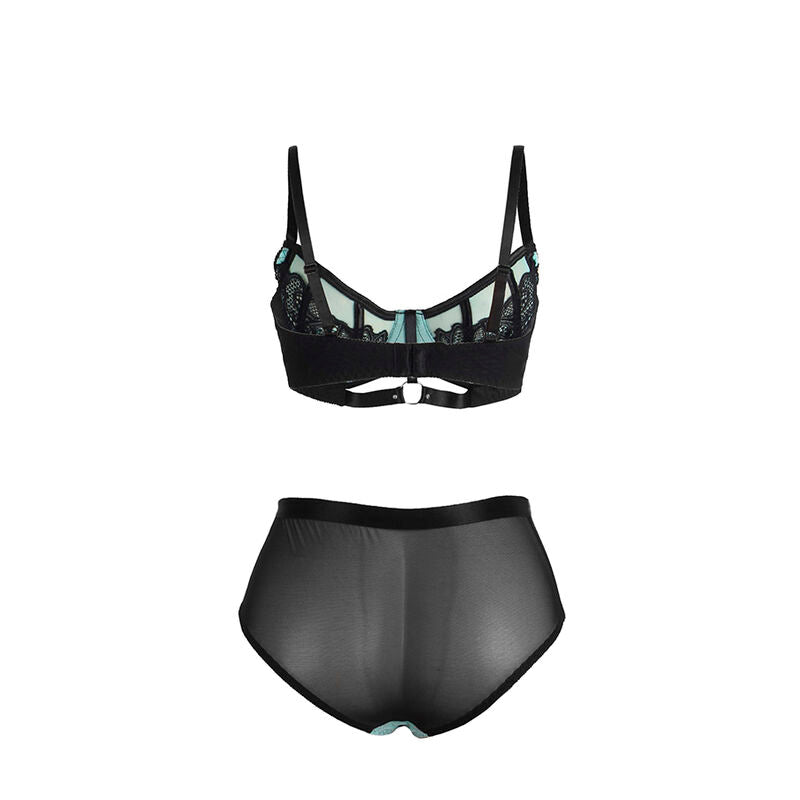 SUBBLIME - 955557 GRÜNES LACKLEDER-REISSVERSCHLUSS-BH-SET S/M