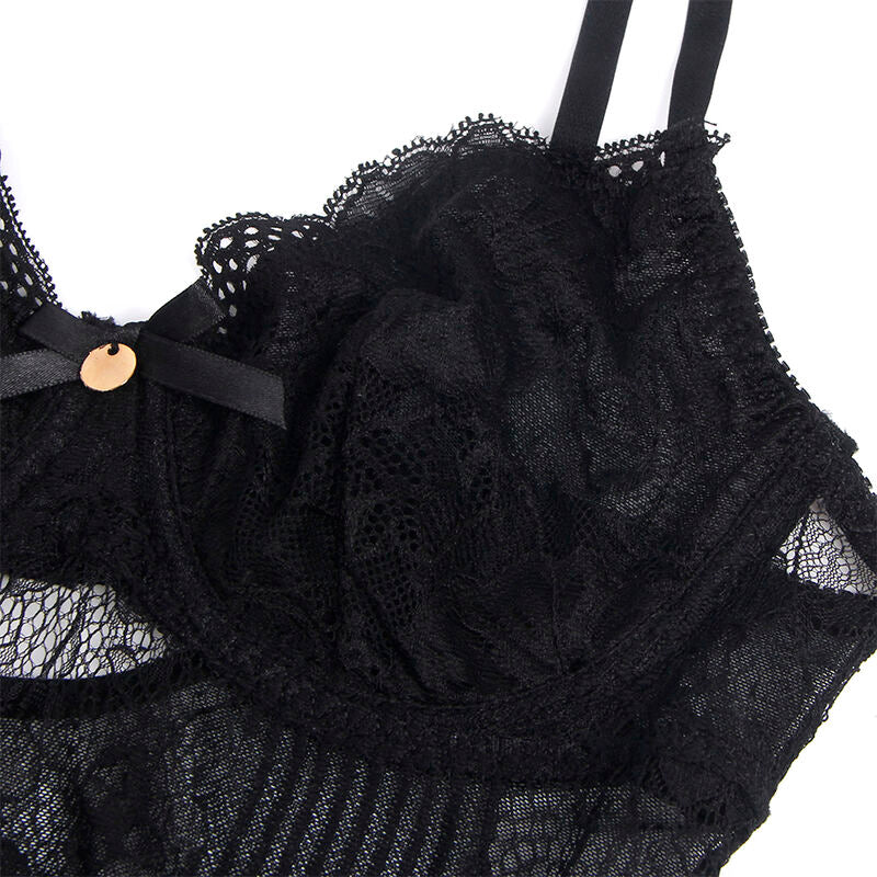 SUBBLIME - 955618 Spitzenbody mit Verschluss am Po, Schwarz, S/M