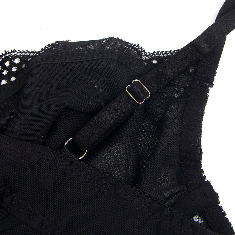 SUBBLIME - 955618 Spitzenbody mit Verschluss am Po, Schwarz, S/M