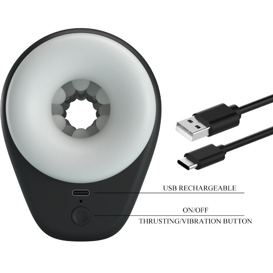 PRETTY LOVE – DJ GIRL Masturbator für Männer mit Vibrationsfunktion und 5 Einstellungen, Schwarz