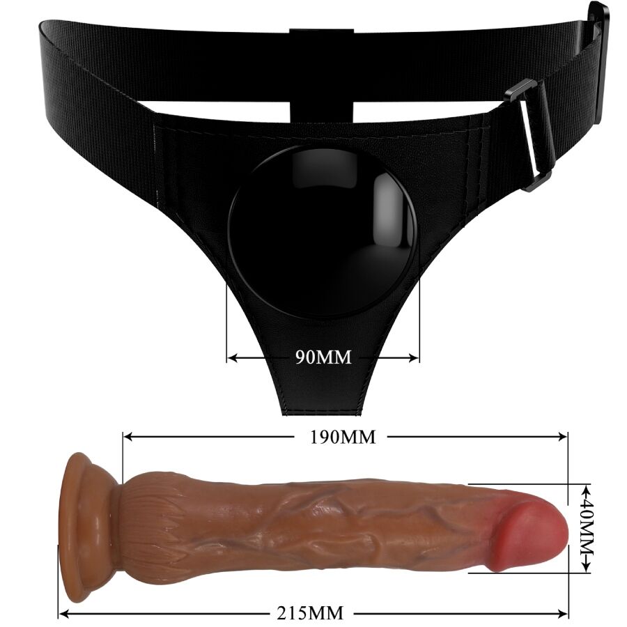 PRETTY LOVE - KYTON UNIVERSAL HARNESS PANTIES MIT 19 CM SQUIRTING DILDO MULATO