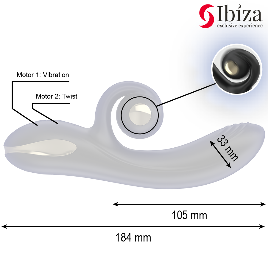 IBIZA - TWISTER-VIBRATOR MIT KURVENSTIMULATOR UND VIBRO-ROTATION