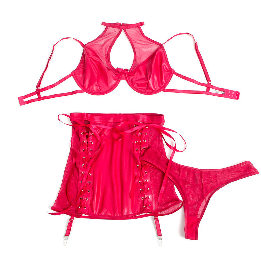 SUBBLIME - 957605 ROTES LEDER-BH- UND ROCK-SET S/M