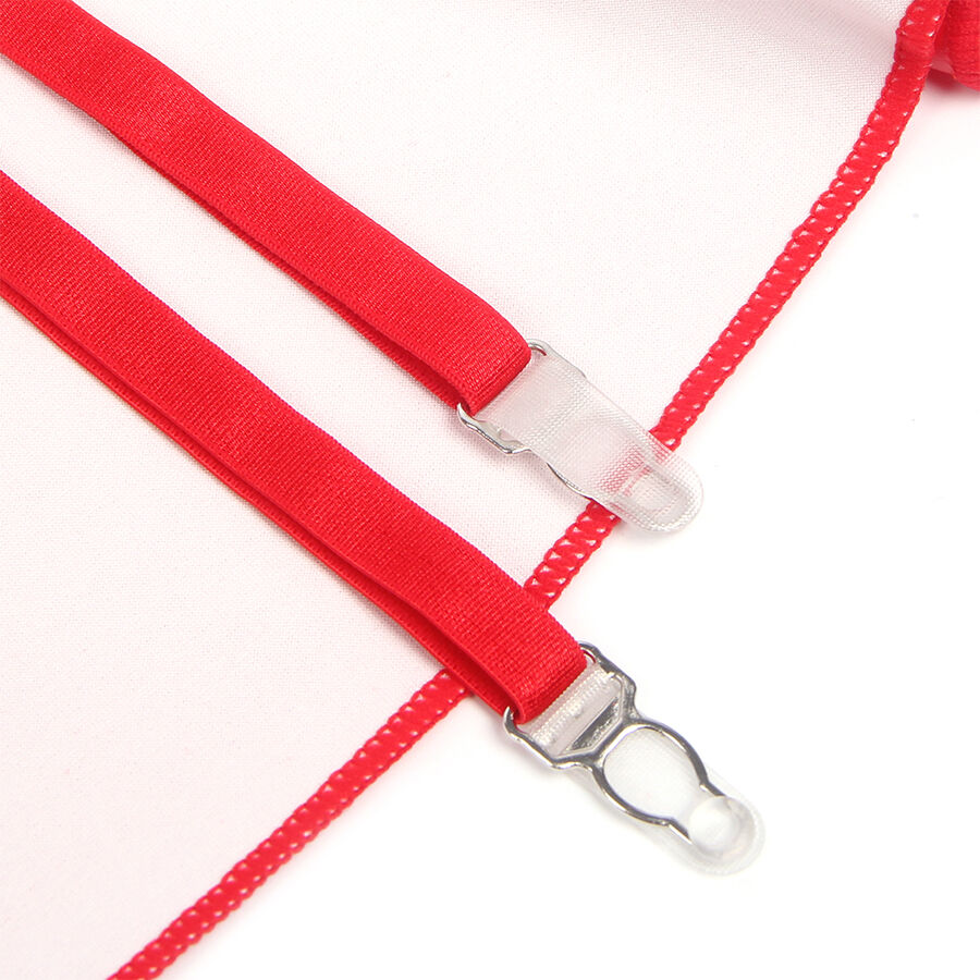 SUBBLIME - 957728 ROTES SPITZENKLEID MIT REISSVERSCHLUSS AUS LEDER, S/M