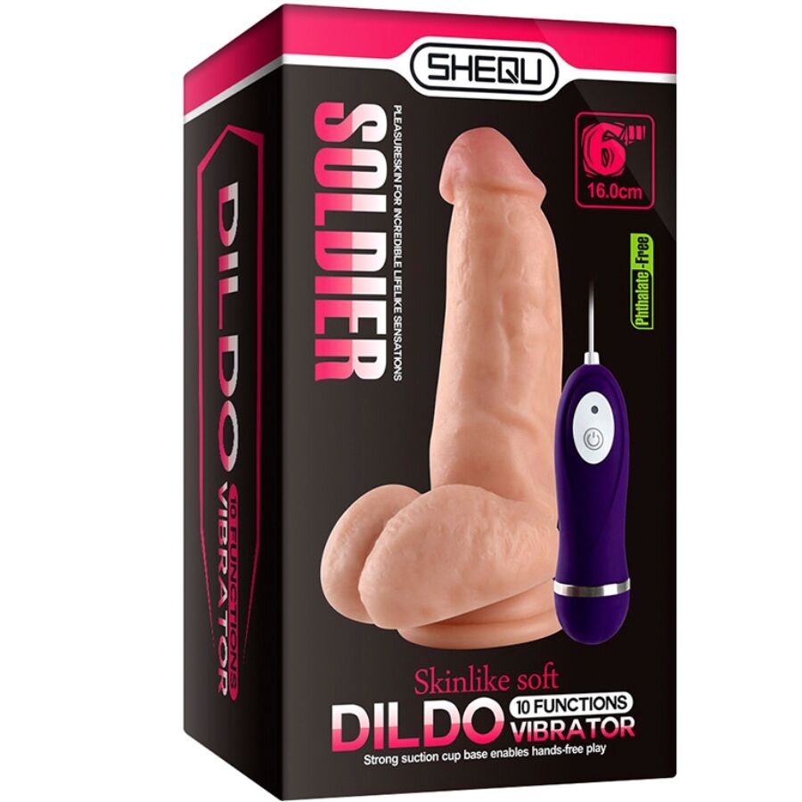 SHEQU - SOLDAT-VIBRATOR-DILDO MIT FERNBEDIENUNG 16 CM