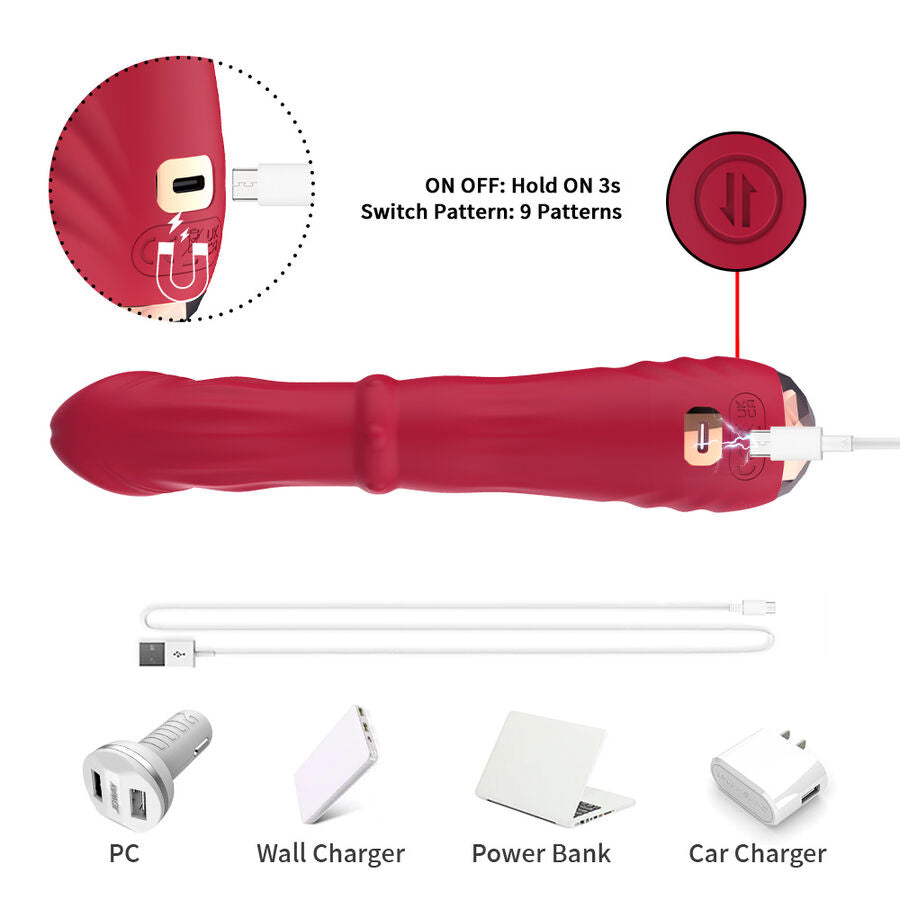 ARMONY - ROTER, THERMISCH VERSTELLBARER A-PUNKT-VIBRATOR-DILDO