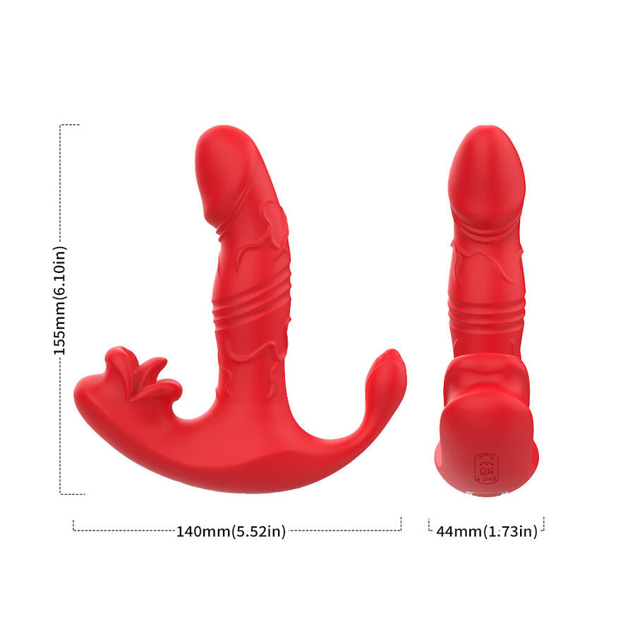ARMONY - Analvibrator-Slip mit C- und G-Punkt-Stimulator, Fernbedienung, Rot