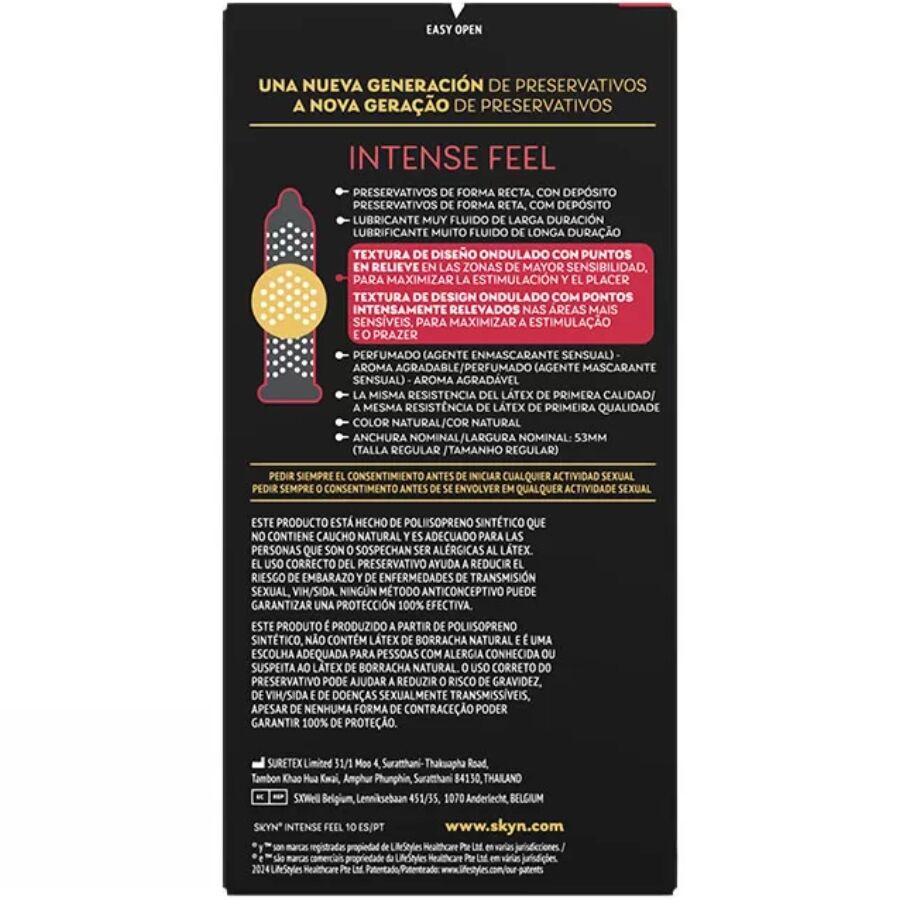 SKYN - Kondom mit strukturierter Oberfläche für intensive Empfindung und geripptes Design, 10 Stück
