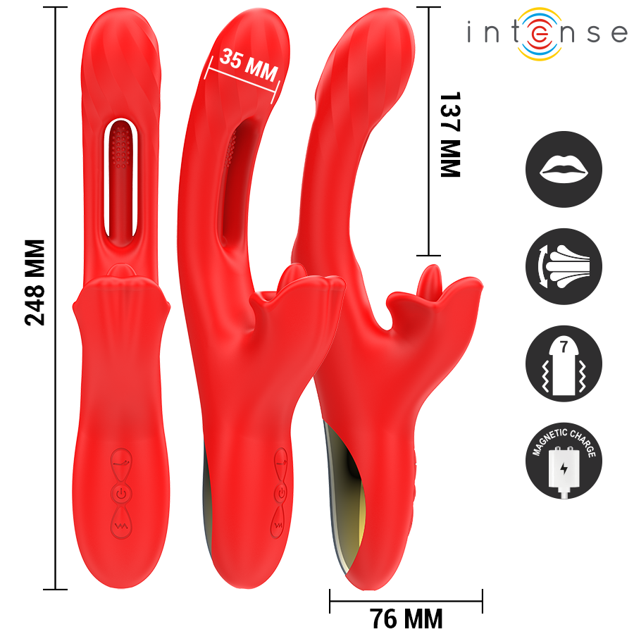 INTENSE - JESSICA MULTIFUNKTIONS-KLITORIS-STIMULATIONSVIBRATOR 24,8 CM ROT