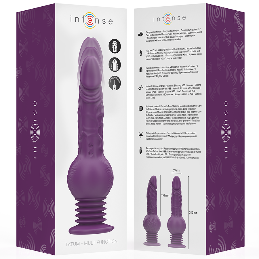 INTENSE - TATUM MULTIFUNKTIONSVIBRATOR MIT AUF- UND AB-VIBRATION 24 CM LILA