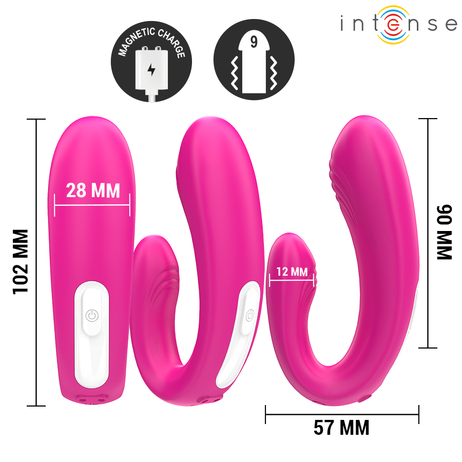 INTENSE - JANET DOPPELSTIMULATOR UND U-FÖRMIGER VIBRATOR MIT PINKER FERNBEDIENUNG