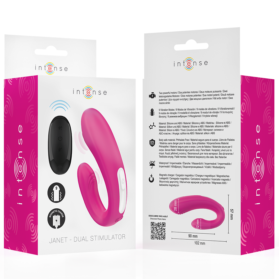 INTENSE - JANET DOPPELSTIMULATOR UND U-FÖRMIGER VIBRATOR MIT PINKER FERNBEDIENUNG
