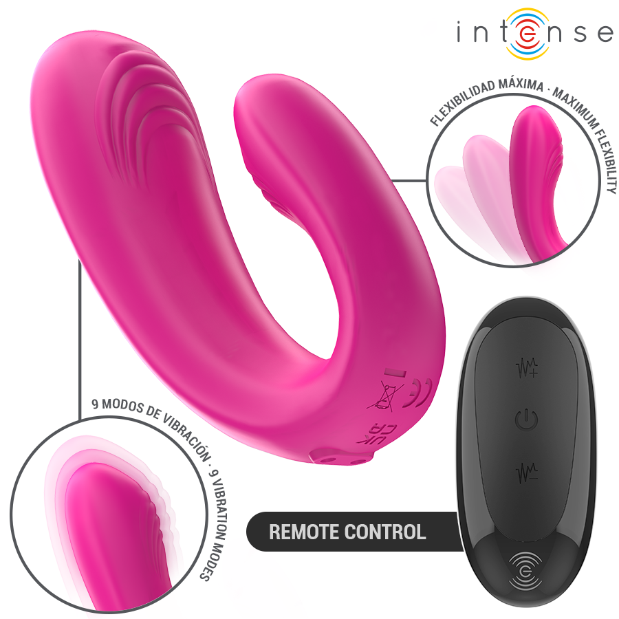 INTENSE - JANET DOPPELSTIMULATOR UND U-FÖRMIGER VIBRATOR MIT PINKER FERNBEDIENUNG