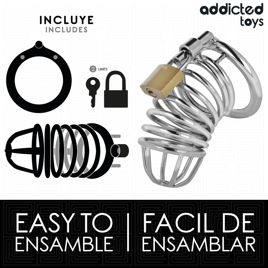 Cage à Pénis Métal Iron Cell Cadenas 3 Tailles S M L - Addicted Toys