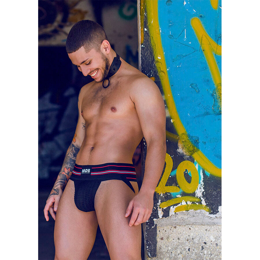 MOB - Klassischer schwarzer Stringtanga, Größe L