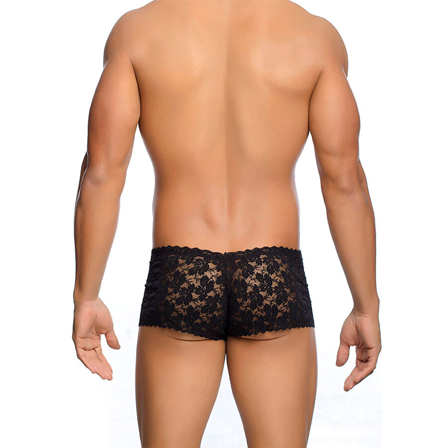 MOB - Schwarze Spitzenboxershorts, Größe L/XL