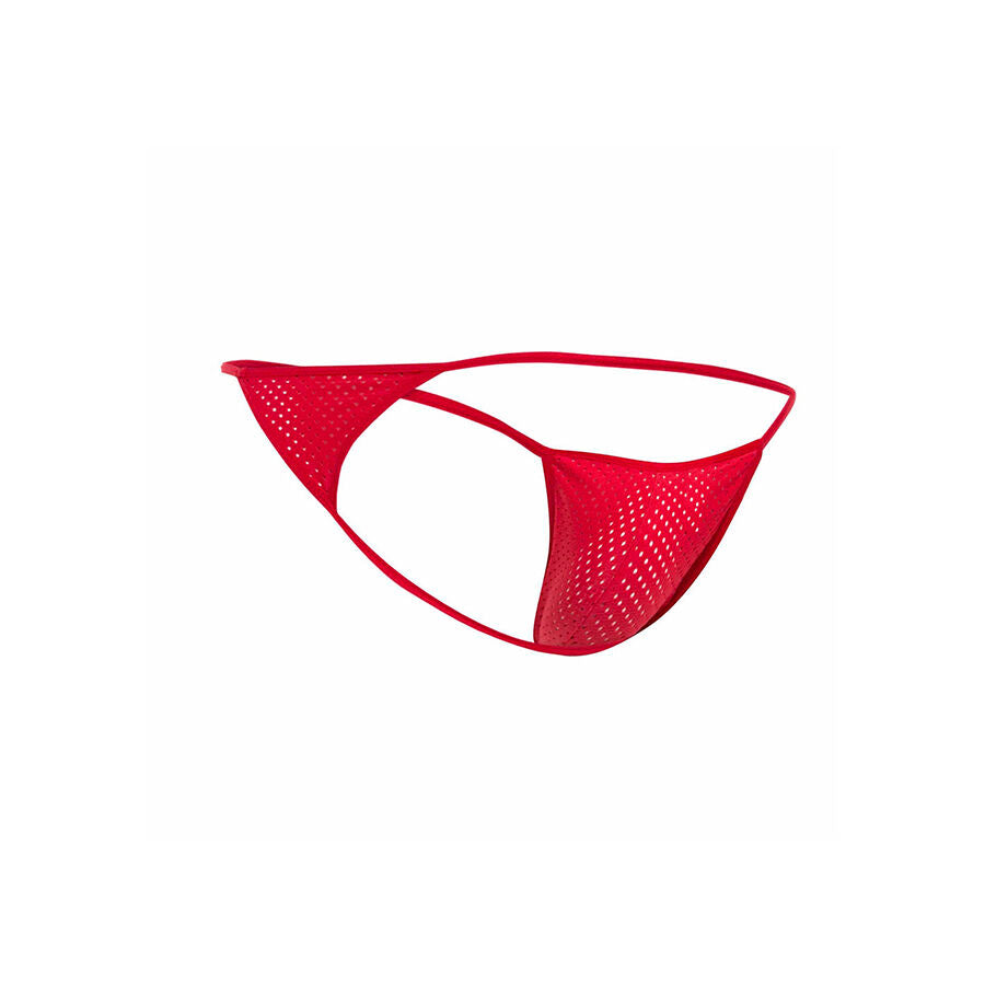 MOB - ROTES MIKROFASER-V-SHIRT-THANG, GRÖSSE L/XL