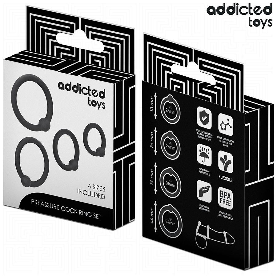 ADDICTED TOYS – SET MIT SILIKON-DRUCKRINGEN