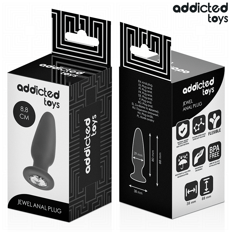 ADDICTED TOYS – Analplug mit Schmuckstein, Größe S, 8,8 cm