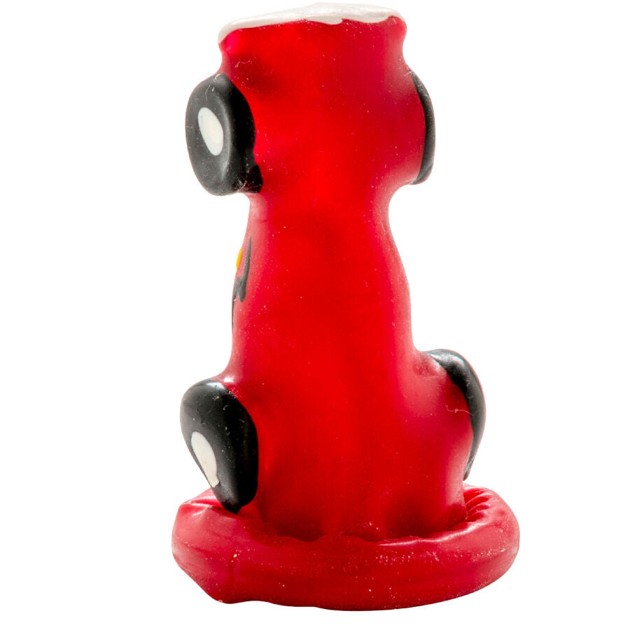 CONDOMERIE – AUSGEFALLENE, HANDBEMALTE KONDOMS IN FORM EINES RENNWAGENS