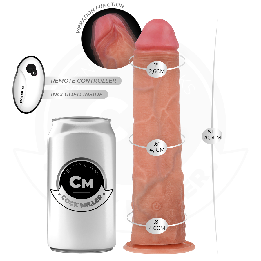 Cock Miller – Realistischer Dildo mit Saugnapf und Fernbedienung, vibrierend, 20,5 cm