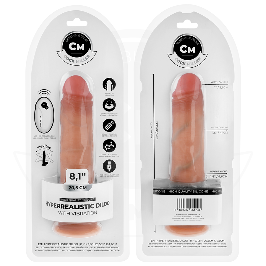 Cock Miller – Realistischer Dildo mit Saugnapf und Fernbedienung, vibrierend, 20,5 cm