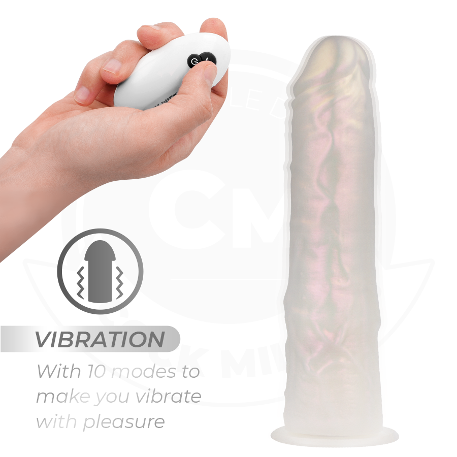 Cock Miller - Dildo mit Saugnapf, Licht und Vibrationen mit Fernbedienung, weiß, 20,5 cm