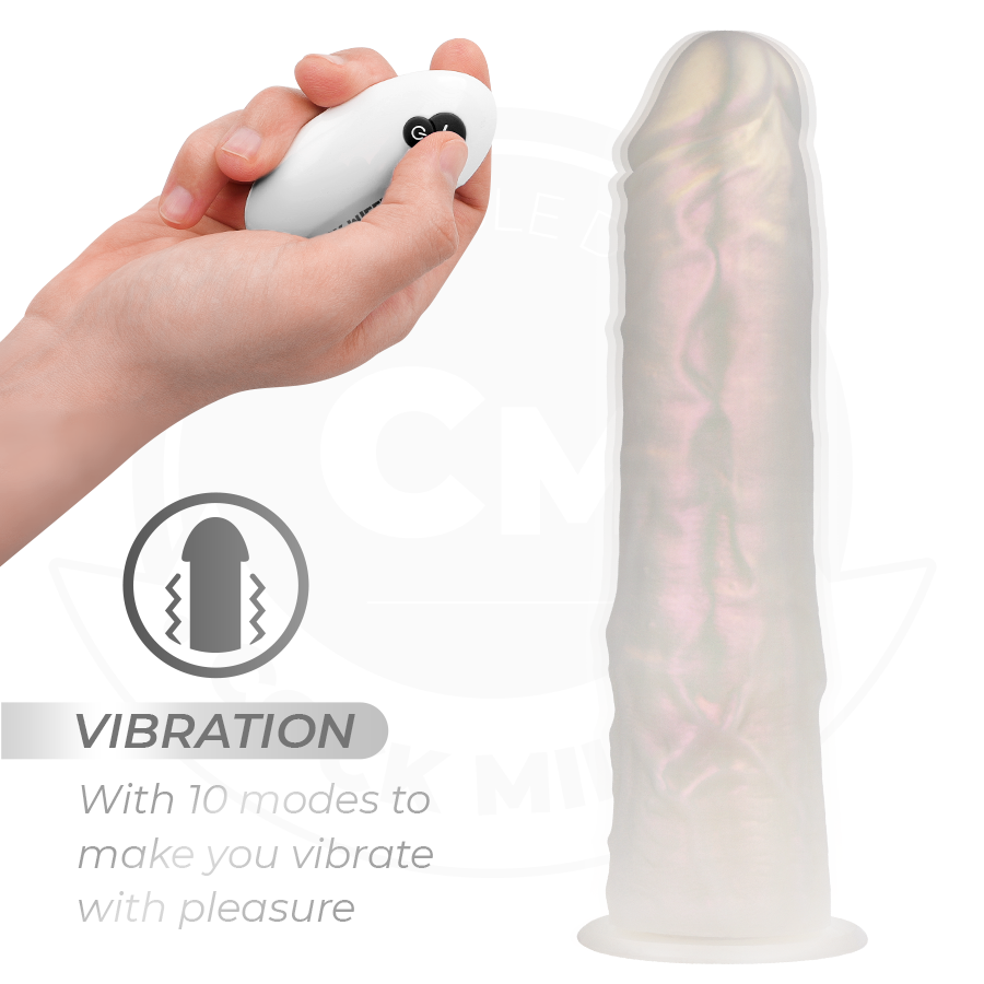 Cock Miller - Dildo mit Saugnapf, Licht- und Vibrationsfunktion mit Fernbedienung, Weiß, 21,5 cm