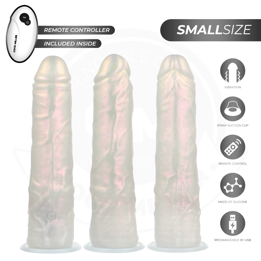 Cock Miller - Dildo mit Saugnapf, Licht und Vibrationen mit Fernbedienung, weiß, 19,5 cm