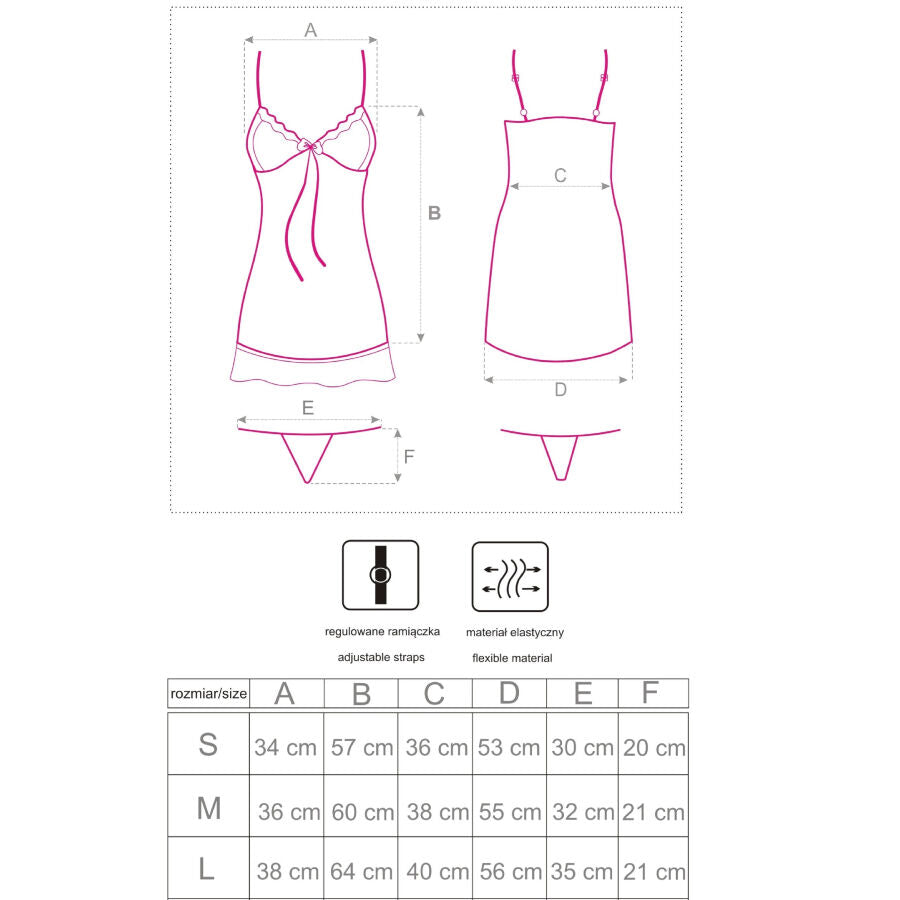 LIVCO CORSETTI FASHION - LUISE 1710 BABYDOLL + SCHWARZER STRING S