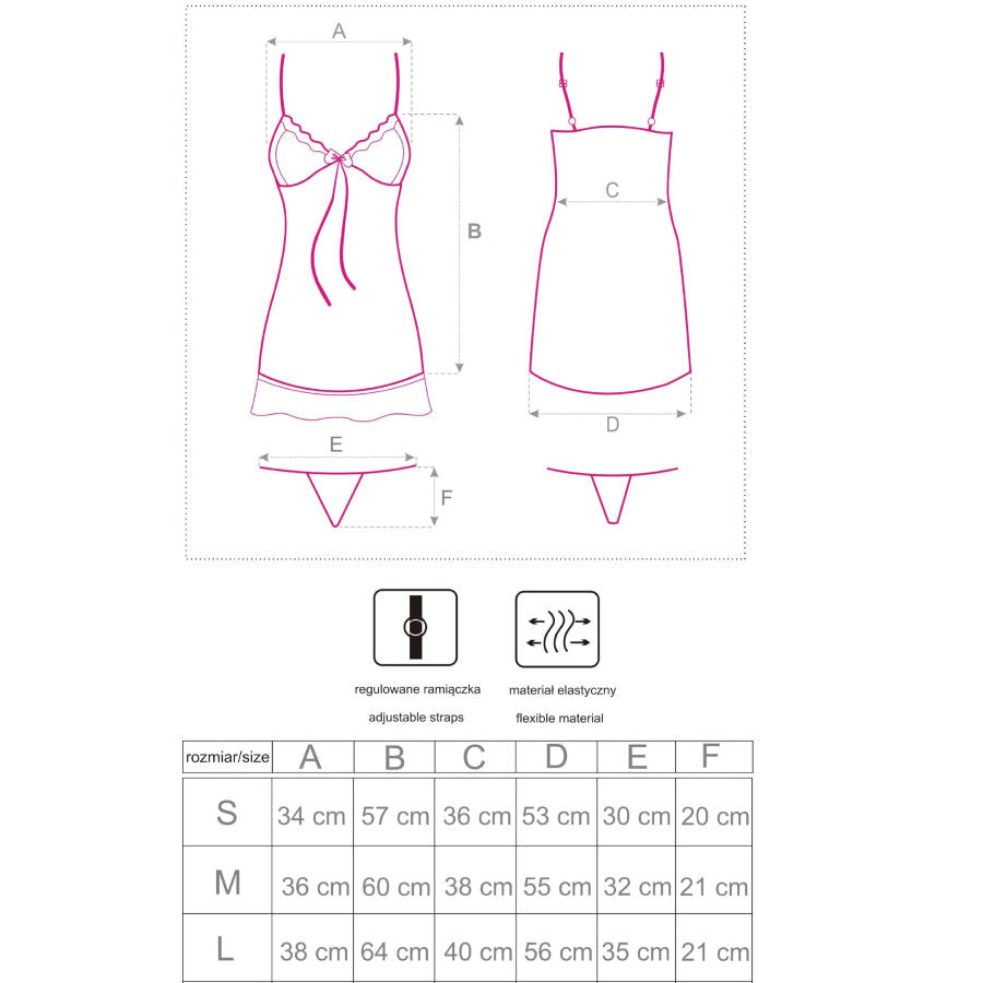 LIVCO CORSETTI FASHION - BABYDOLL HYEONA 1710 + ROSA THONG S