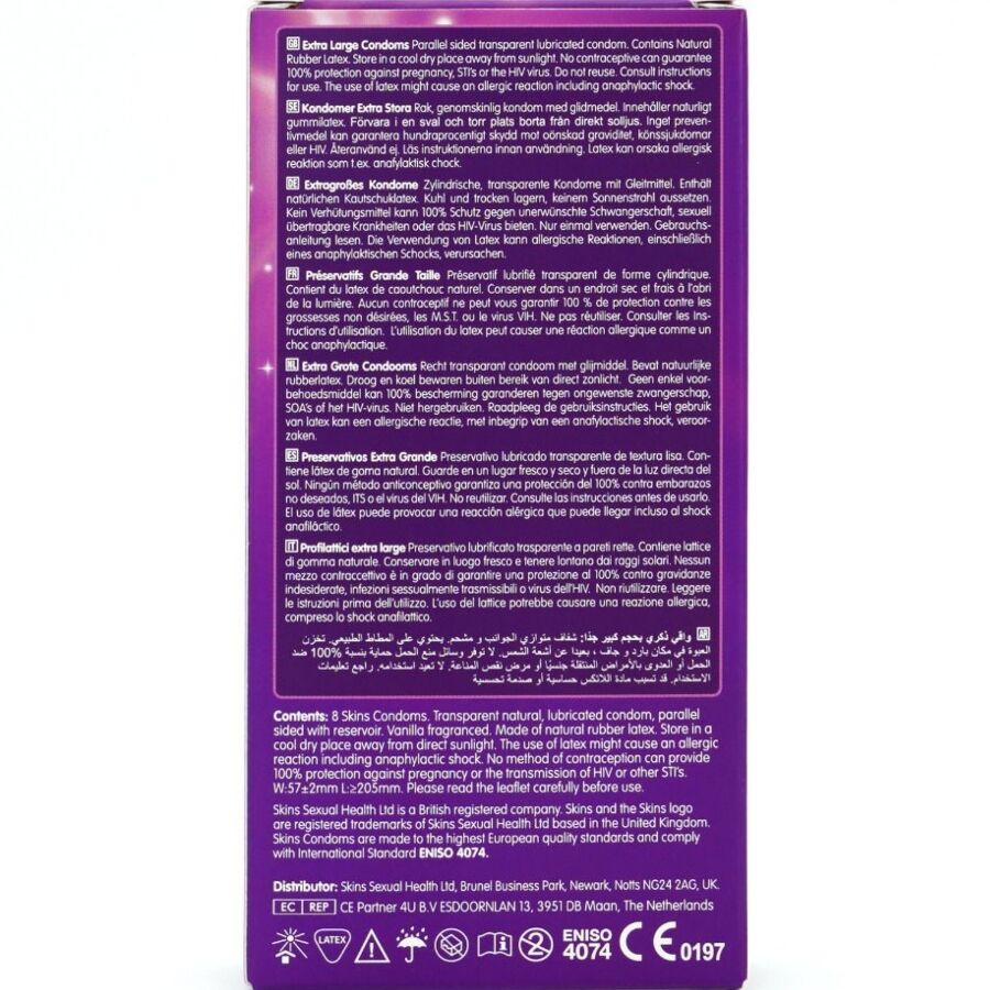 SKINS - 8er-Packung extra große Premium-Kondome