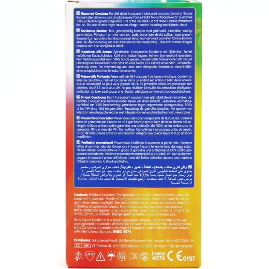 SKINS - 8er-Pack Premium-Kondome mit verschiedenen Geschmacksrichtungen