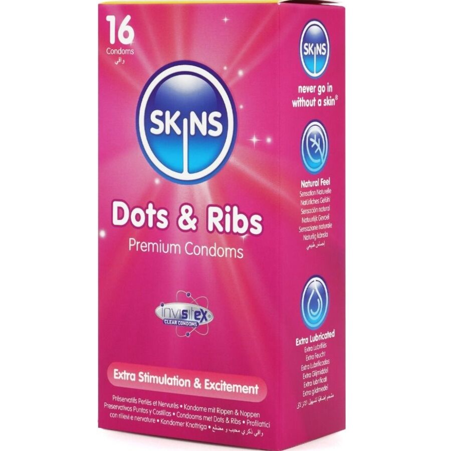 SKINS - PACKUNG MIT 16 PREMIUM DOTS &amp; RIBS KONDOME
